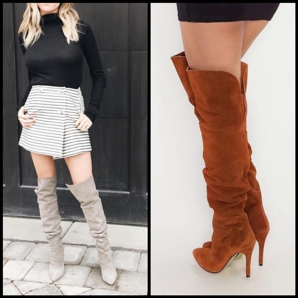 Final Price Kristin Cavallari Calissa OTK Slouch Suede Boots in Ginger Velvet - Picture 2 of 16